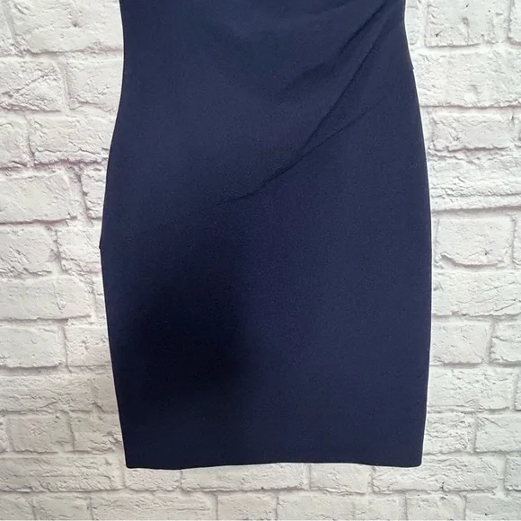 Diane Von Furstenberg Navy Blue Ruched Cap Sleeve Cocktail Dress - Picture 7 of 16